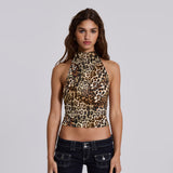 2000s fashion Women's street style Leopard Print Halter Bottoming Vest for Top for Women