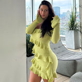 white dress Hot Selling 2024 Autumn New Fashion off-Shoulder Ruffled Flare Sleeve Ribbon Dress