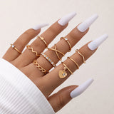 Christmas Thanksgiving Gifts Light Luxury Simple Cross Diamond Multi-Piece Ring Personalized Love Hollow Ten-Piece Ring