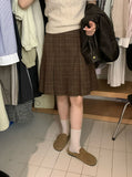 2000s fashion 2024 Autumn and Winter Retro Plaid Skirt Temperament Midi Skirt A- line Pleated Skirt 