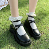 Christmas Thanksgiving Black Friday 2024 Winter Retro Casual High Heel Shallow Mouth Mary Jane Single-Layer Shoes with Buckle Thick Sole Height Increasing Leather Shoes