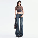 y2k 2024 Summer New Style Skinny Jeans Women's Low Waist Slimming Fashionable Easy-to-Match Design Sense Back Bag Embroidered Frayed Pants