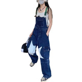 back to school fits  Star Denim Suspender Pants for Women 2024 Summer New Loose Overalls 