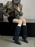 2000s fashion 2024 Autumn and Winter New Style Pantyhose Boots Knight Boots Knee Boots