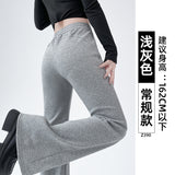 Fall street style Gray Micro Flared Sports Pants for Women Spring and Autumn Casual Small Sweatpants