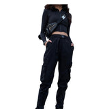 Fall Street style techwear outfits Black Fried Street Overalls Women's Fashionable Spring and Autumn Motorcycle Riding Pants High Waist Ankle-Tied Pants