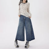 fall outfits 2024 Street Retro Neutral Fashionable Cropped Pants Slimming Loose Wide Leg Washed Jeans for Women