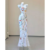 dress to impress codes Gentle Style Printed Chic Unique Niche French Style Suspender Dress Wedding Dress