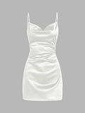 dress Strap Satin Backless Strap Dress Summer Sexy Elegant Socialite Style Strap