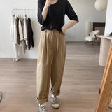 tomboy outfit Simple Casual Pants for Women Spring and Autumn New Loose plus Size Slimming Trousers Elastic High Waist Cotton Harem Pants for Women