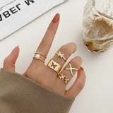 Christmas Thanksgiving Gifts Minimalist Golden Joint Ring Suit Ins Trendy Cold Wind Index Finger Ring Combination Rings