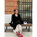 90s fashion 2024 Autumn French Sexy Lace Fishtail Velvet Sling Dress Female 