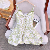 birthday outfit Pear Chrysanthemum Twin Flower Vintage Jacquard French Doll-like Bloomers Fishbone Short Dress 2024 Sweet