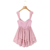 birthday outfit Autumn and Winter New Women's Stitching Suspender Skirt Dress Short Skirt 