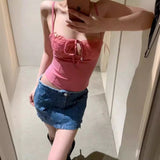 Bomve going out outfits Niche 2024 Spring and Summer New Hot Girl Style Lace Strap Bra Short Vest Camisole Top for Women