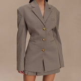 2000s fashion 2024 Autumn New Fashion Elegant Slim Houndstooth Texture Suit Jacket British Style