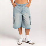 y2k outfits 2024 Summer New Street Hipster Ordinary Washed Workwear Women's Denim Straight Middle Pants