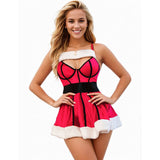 Bomve christmas pajamas aesthetic Plus Size Sexy Lingerie Christmas Clothing Sling Deep V Open Chest Sexy Nightdress