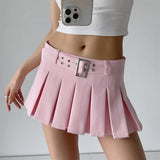 dream clothes Ypff Trendy Women's Sexy Hot Girl Low Waist Navel Skirt Belt Underpants Anti-Exposure Skirt Pleated Skirt