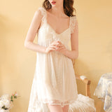 alien invasion dress to impress Princess Strap Nightdress Women's Summer Lace Snowflake Net Sexy V-neck