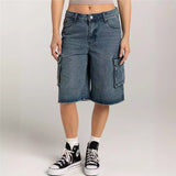 y2k outfits 2024 Summer New Street Hipster Ordinary Washed Workwear Women's Denim Straight Middle Pants