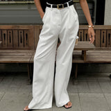 y2k outfits White High Waist Pants Fashionable Simple Casual Pants Suit Pants Loose Autumn Women's Clothing