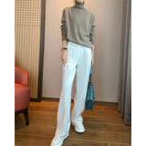 women’s fashion Tall Lengthened Pants Slimming Long Legs Straight High Waist Long Wide Leg Pants White Suit Pants