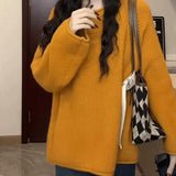 Autumn 2024 Korean Style Knitted Sweater Women's Loose Top Orange 