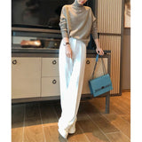 women’s fashion Tall Lengthened Pants Slimming Long Legs Straight High Waist Long Wide Leg Pants White Suit Pants