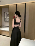 Bomve-Luxury Banquet Niche Style Black Dress Slim Looking Sling