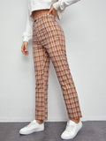 2000s fashion 2024 Women's Spring and Summer Elegant Commuter Mid-Waist Plaid Fabric Flared Pants Artistic Trousers