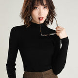 sweater outfits Autumn and Winter Half Turtleneck Striped Sweater Women's Solid Color Long Sleeve Bottoming Shirt Korean Style Slim Slimming Pullover Sweater