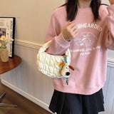 Bomve calico hair Fashionable and Convenient Handbag Women's Bag 2024 Autumn New Trendy All-Match Cloud Bag Niche Pleated Dumpling Bag