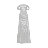 2000s fashion off-Shoulder Light Luxury Evening Dress Women's High-End Banquet Elegant Lady Host High-End Niche Sexy Dress