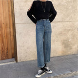 2000s Fashions High Waist Wide Leg Jeans Loose Slimming Autumn Retro Korean Style 