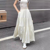 Bomve guys in skirts Stitching High Waist Skirt 2024 Gentle Style Loose French Holiday Skirt