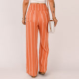 teacher outfits Shiying Summer New Striped Printed Casual Trousers Women's Retro High Waist All-Matching Straight Pants