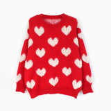 Black Friday Christmas Thanksgiving Women's Love cute Jacquard Knitted Pullover Gentle Long Sleeve Loose Top for Women