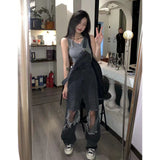 Bomve tomboy fits Ripped Denim Suspender Pants Summer Hot Girl Style Fried Street Trousers