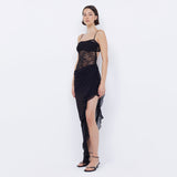 mcbling dress to impress 2024 Women's Sling Backless Sexy Perspective Slim Lace Slit Sling Dress Female