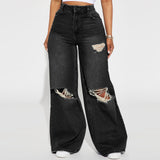 Fall street style idea Women's OOTD Womens Ripped '90s Boyfriend Jeans-Dark Blue