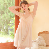 Bomve alien invasion dress to impress Princess Strap Nightdress Women's Summer Lace Snowflake Net Sexy V-neck