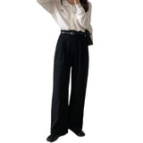 women fall outfit Tw2 Japanese and Korean-Style Loose Suit Pants with Belt Loose Feeling Covering High Waist Cotton Comfortable Casual Pants