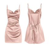 dress Strap Satin Backless Strap Dress Summer Sexy Elegant Socialite Style Strap