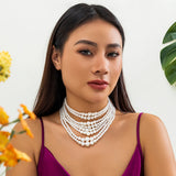 Creative Elegant Imitation Pearl Beads Chain Necklace for Women Collares Goth Round Circle Choker Y2K Jewelry Party Accessories