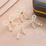 2Pairs/Set Elegant Imitation Pearl Bow Bowknot Stud Earrings for Women Wed Bridal Korean Fashion Piercing Earrings Jewelry Gift