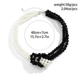 Multilayer White Imitation Pearl Chain Necklace Women Korean Fashion Knotted Link Choker Aesthetic Y2K Jewelry Wed Accessories