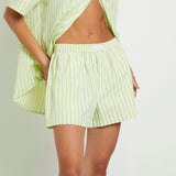 Bomve-Women Summer y2k Aesthetic Boxer Shorts Striped Print Gingham Pajama High Waist Shorts Pants Loungewear Fairy Retro Bottom