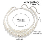 Bomve 2Pcs/Set Elegant Imitation Pearl Chain Necklace for Women Temperament Beads Choker Wed Bridal Party Y2K Jewelry Gift