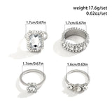 Bomve Luxury Retro Bling Rhinestone Square Ring for Women Pave Setting CZ Wedding Aesthetic Jewelry Engagement Accessories